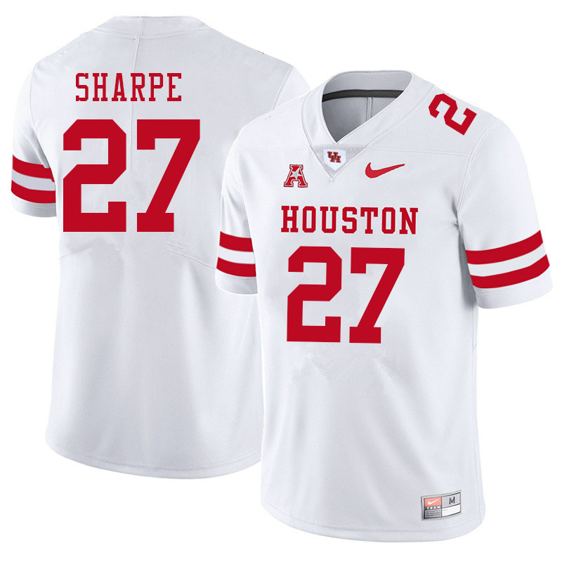 Men #27 Raylen Sharpe Houston Cougars College Football Jerseys Sale-White - Click Image to Close